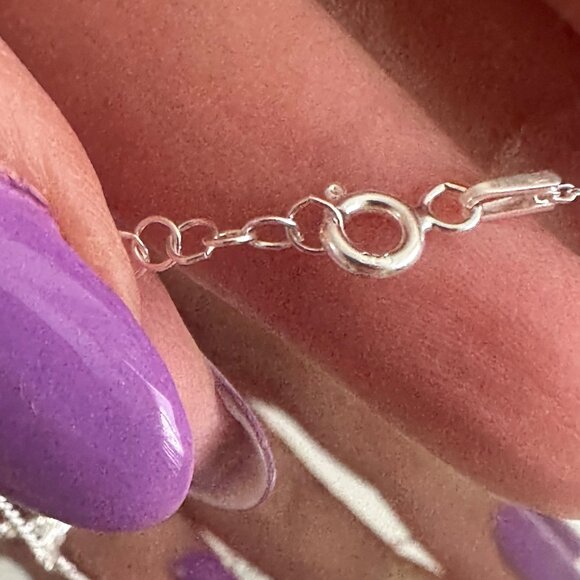 Silver 924 Four Reds Heart Magnetic Chain Clover Handmade 18” - Picture 4 of 11